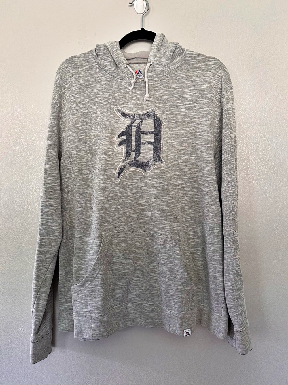 Majestic Detroit Tigers MLB Pullover Hoodie Gray Distressed Graphic Size XL